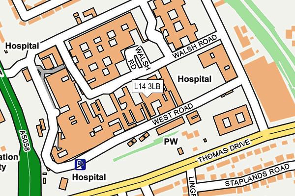 L14 3LB map - OS OpenMap – Local (Ordnance Survey)