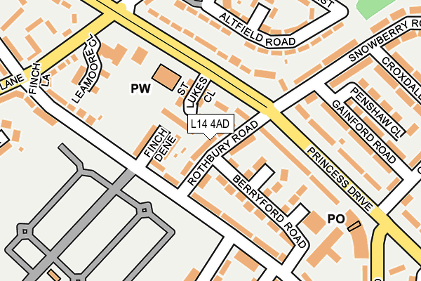 L14 4AD map - OS OpenMap – Local (Ordnance Survey)