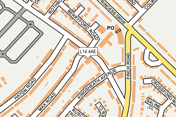 L14 4AE map - OS OpenMap – Local (Ordnance Survey)