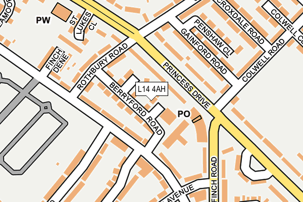 L14 4AH map - OS OpenMap – Local (Ordnance Survey)