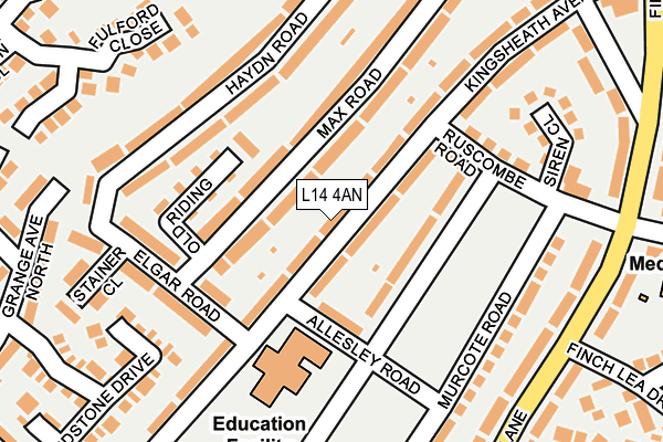 L14 4AN map - OS OpenMap – Local (Ordnance Survey)