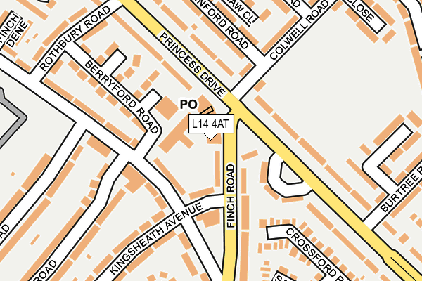 L14 4AT map - OS OpenMap – Local (Ordnance Survey)