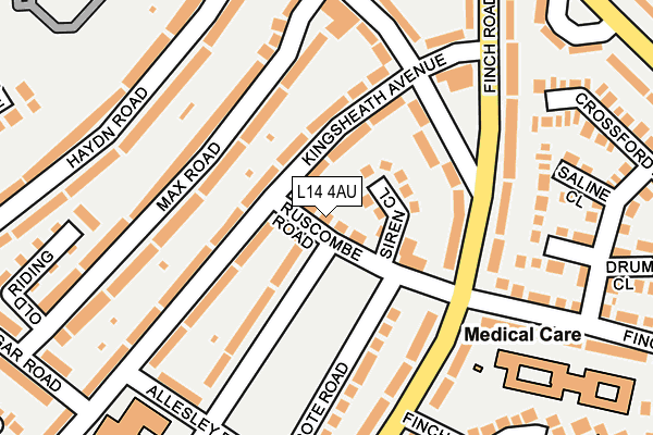 L14 4AU map - OS OpenMap – Local (Ordnance Survey)
