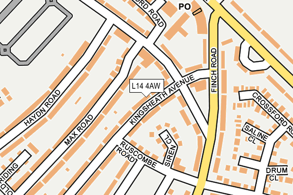 L14 4AW map - OS OpenMap – Local (Ordnance Survey)
