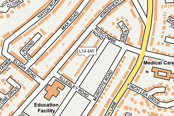 L14 4AY map - OS OpenMap – Local (Ordnance Survey)
