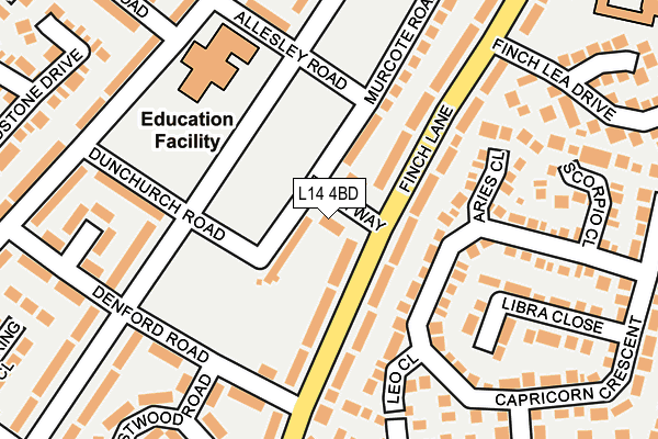 L14 4BD map - OS OpenMap – Local (Ordnance Survey)