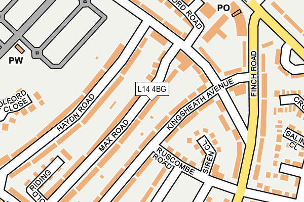 L14 4BG map - OS OpenMap – Local (Ordnance Survey)