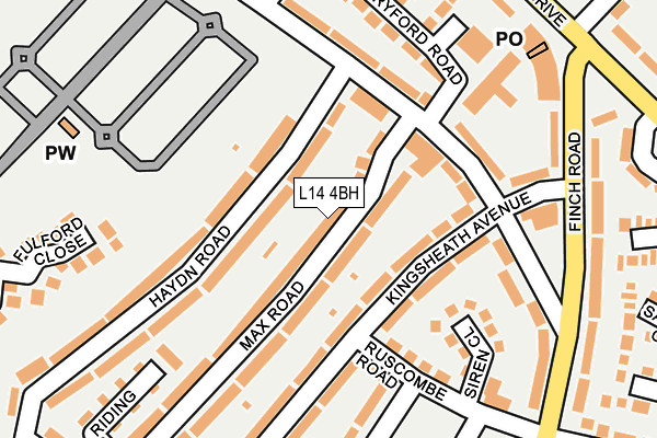 L14 4BH map - OS OpenMap – Local (Ordnance Survey)