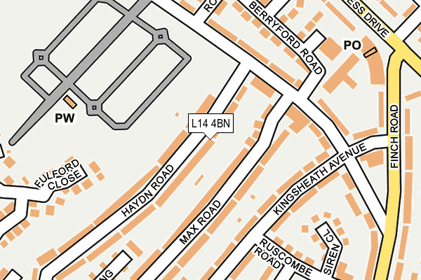 L14 4BN map - OS OpenMap – Local (Ordnance Survey)