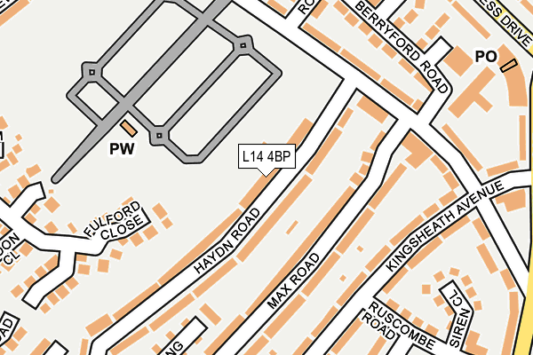 L14 4BP map - OS OpenMap – Local (Ordnance Survey)