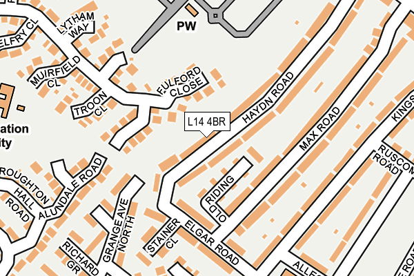 L14 4BR map - OS OpenMap – Local (Ordnance Survey)