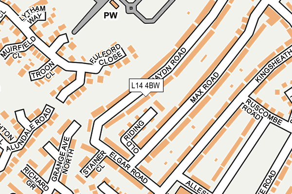 L14 4BW map - OS OpenMap – Local (Ordnance Survey)