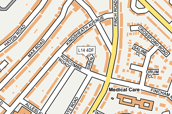 L14 4DF map - OS OpenMap – Local (Ordnance Survey)
