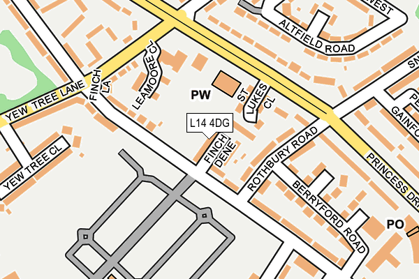 L14 4DG map - OS OpenMap – Local (Ordnance Survey)
