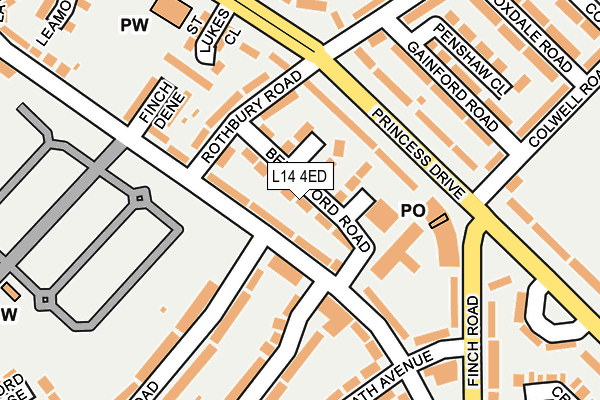 L14 4ED map - OS OpenMap – Local (Ordnance Survey)