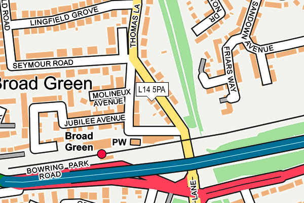 L14 5PA map - OS OpenMap – Local (Ordnance Survey)