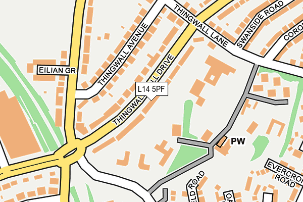 L14 5PF map - OS OpenMap – Local (Ordnance Survey)