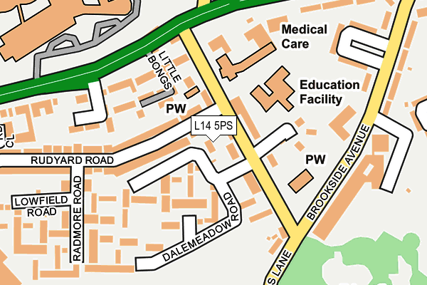L14 5PS map - OS OpenMap – Local (Ordnance Survey)