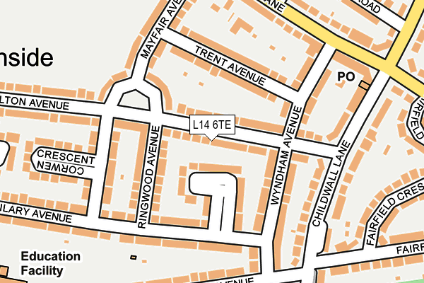 L14 6TE map - OS OpenMap – Local (Ordnance Survey)