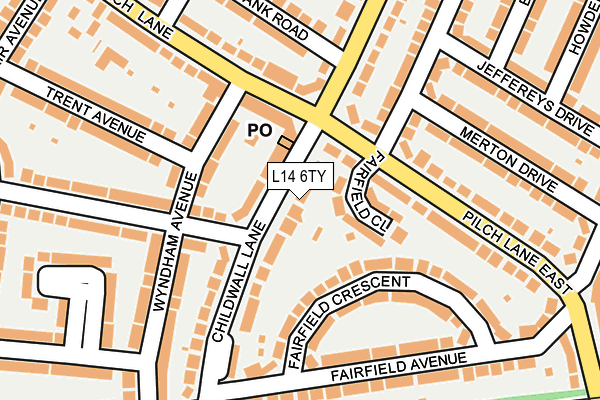L14 6TY map - OS OpenMap – Local (Ordnance Survey)
