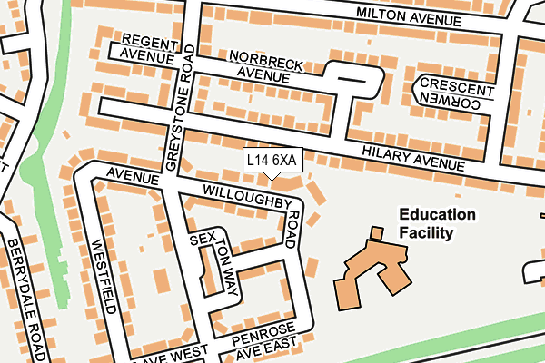 L14 6XA map - OS OpenMap – Local (Ordnance Survey)