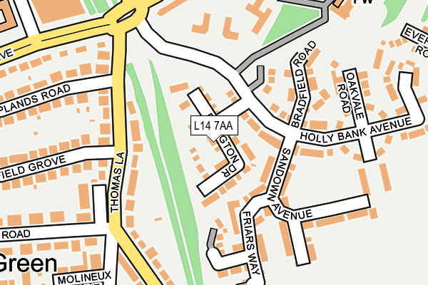 L14 7AA map - OS OpenMap – Local (Ordnance Survey)