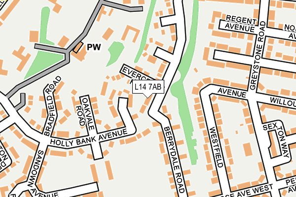 L14 7AB map - OS OpenMap – Local (Ordnance Survey)