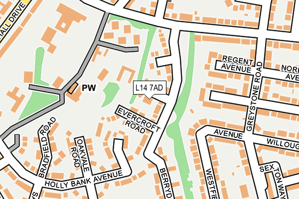 L14 7AD map - OS OpenMap – Local (Ordnance Survey)