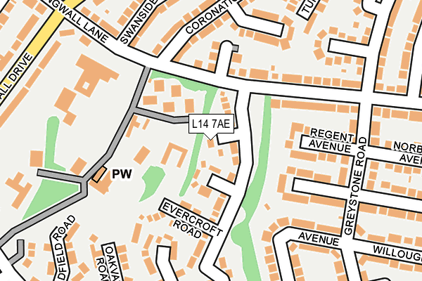 L14 7AE map - OS OpenMap – Local (Ordnance Survey)