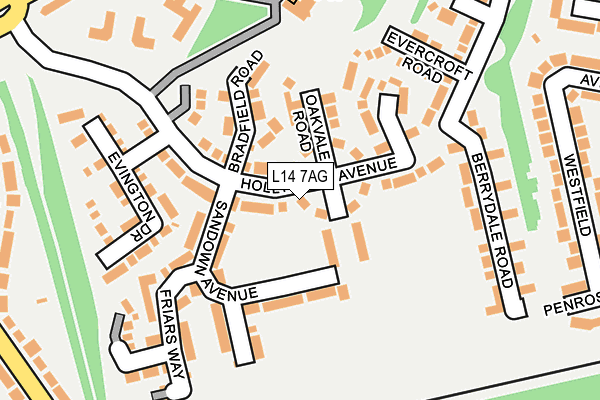 L14 7AG map - OS OpenMap – Local (Ordnance Survey)