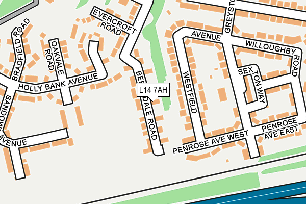 L14 7AH map - OS OpenMap – Local (Ordnance Survey)