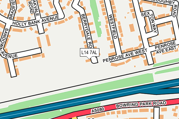 L14 7AL map - OS OpenMap – Local (Ordnance Survey)