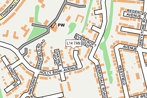 L14 7AN map - OS OpenMap – Local (Ordnance Survey)