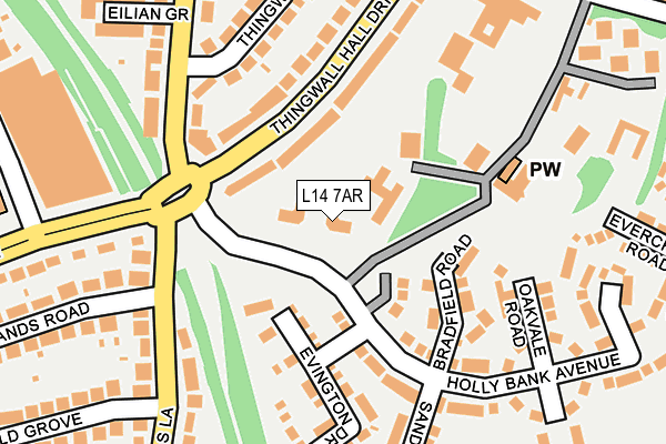 L14 7AR map - OS OpenMap – Local (Ordnance Survey)