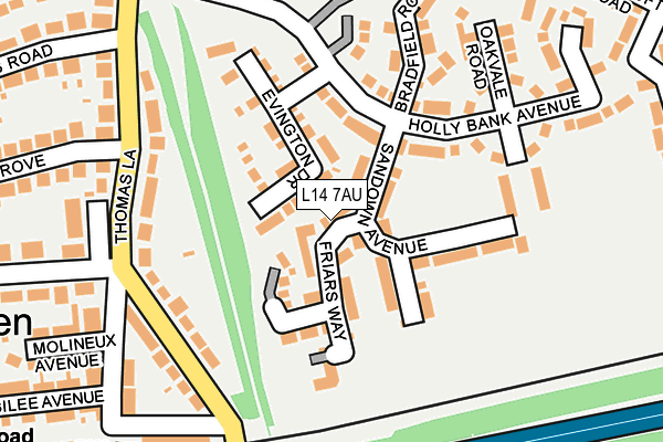 L14 7AU map - OS OpenMap – Local (Ordnance Survey)