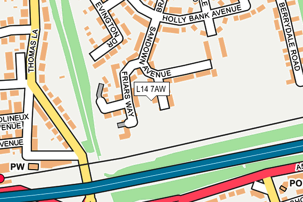 L14 7AW map - OS OpenMap – Local (Ordnance Survey)