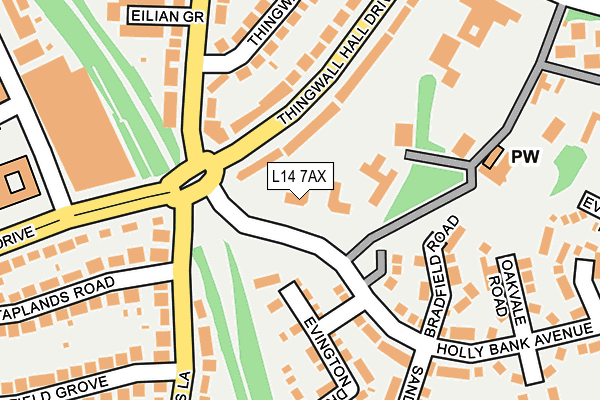 L14 7AX map - OS OpenMap – Local (Ordnance Survey)