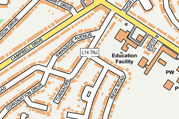 L14 7NJ map - OS OpenMap – Local (Ordnance Survey)