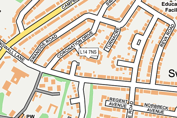 L14 7NS map - OS OpenMap – Local (Ordnance Survey)