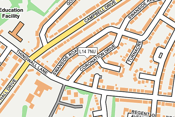 L14 7NU map - OS OpenMap – Local (Ordnance Survey)