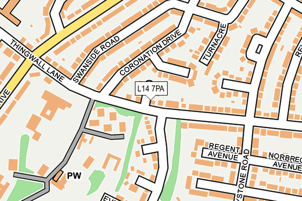 L14 7PA map - OS OpenMap – Local (Ordnance Survey)