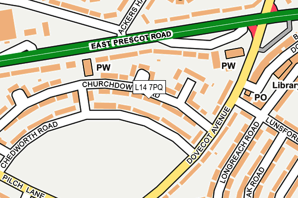 L14 7PQ map - OS OpenMap – Local (Ordnance Survey)