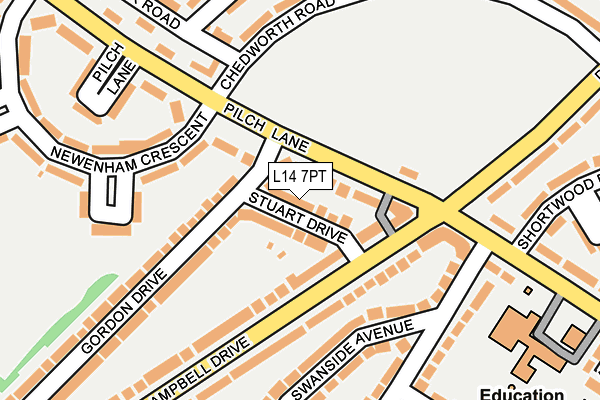 L14 7PT map - OS OpenMap – Local (Ordnance Survey)