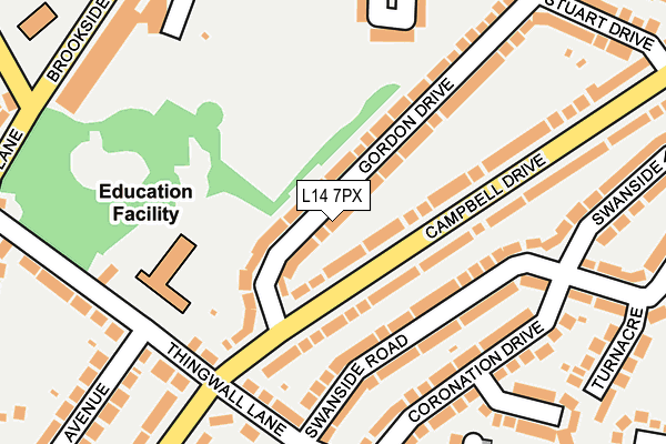L14 7PX map - OS OpenMap – Local (Ordnance Survey)