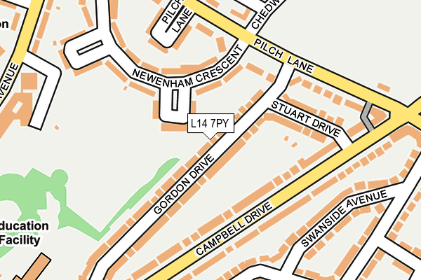 L14 7PY map - OS OpenMap – Local (Ordnance Survey)