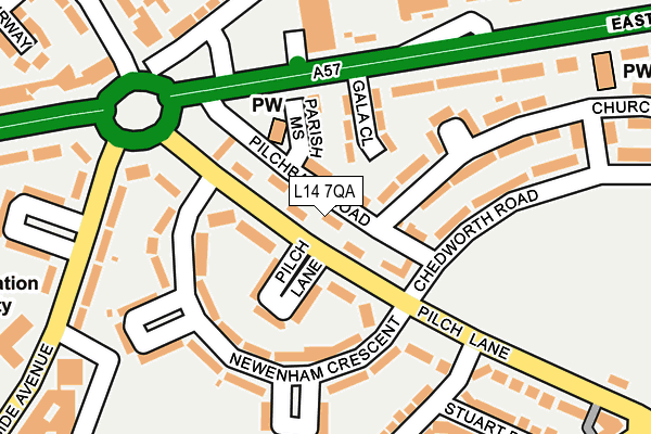 L14 7QA map - OS OpenMap – Local (Ordnance Survey)