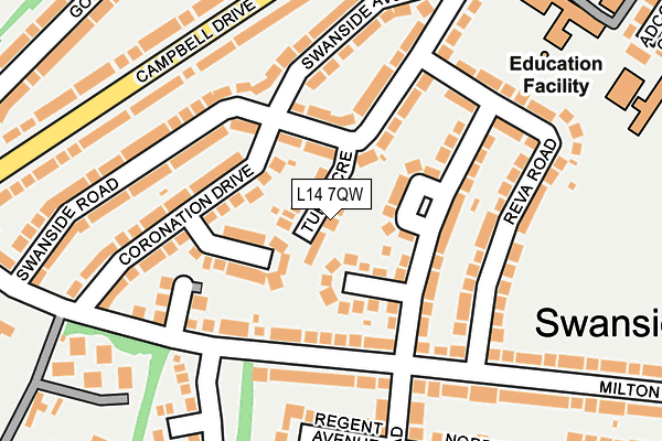 L14 7QW map - OS OpenMap – Local (Ordnance Survey)