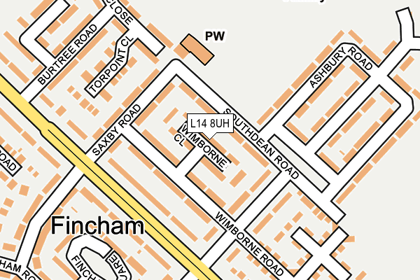 L14 8UH map - OS OpenMap – Local (Ordnance Survey)