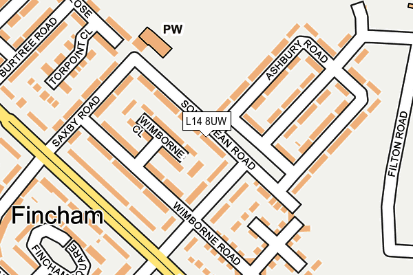 L14 8UW map - OS OpenMap – Local (Ordnance Survey)
