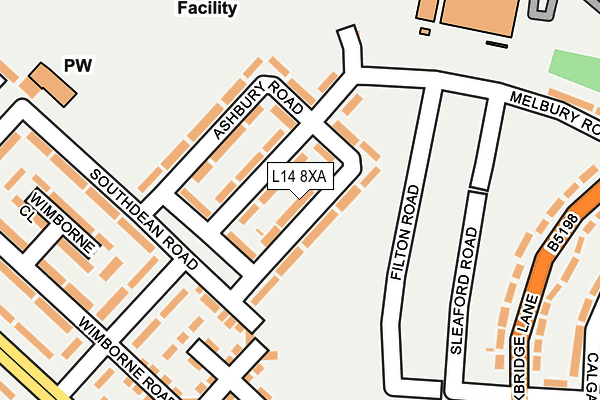 L14 8XA map - OS OpenMap – Local (Ordnance Survey)